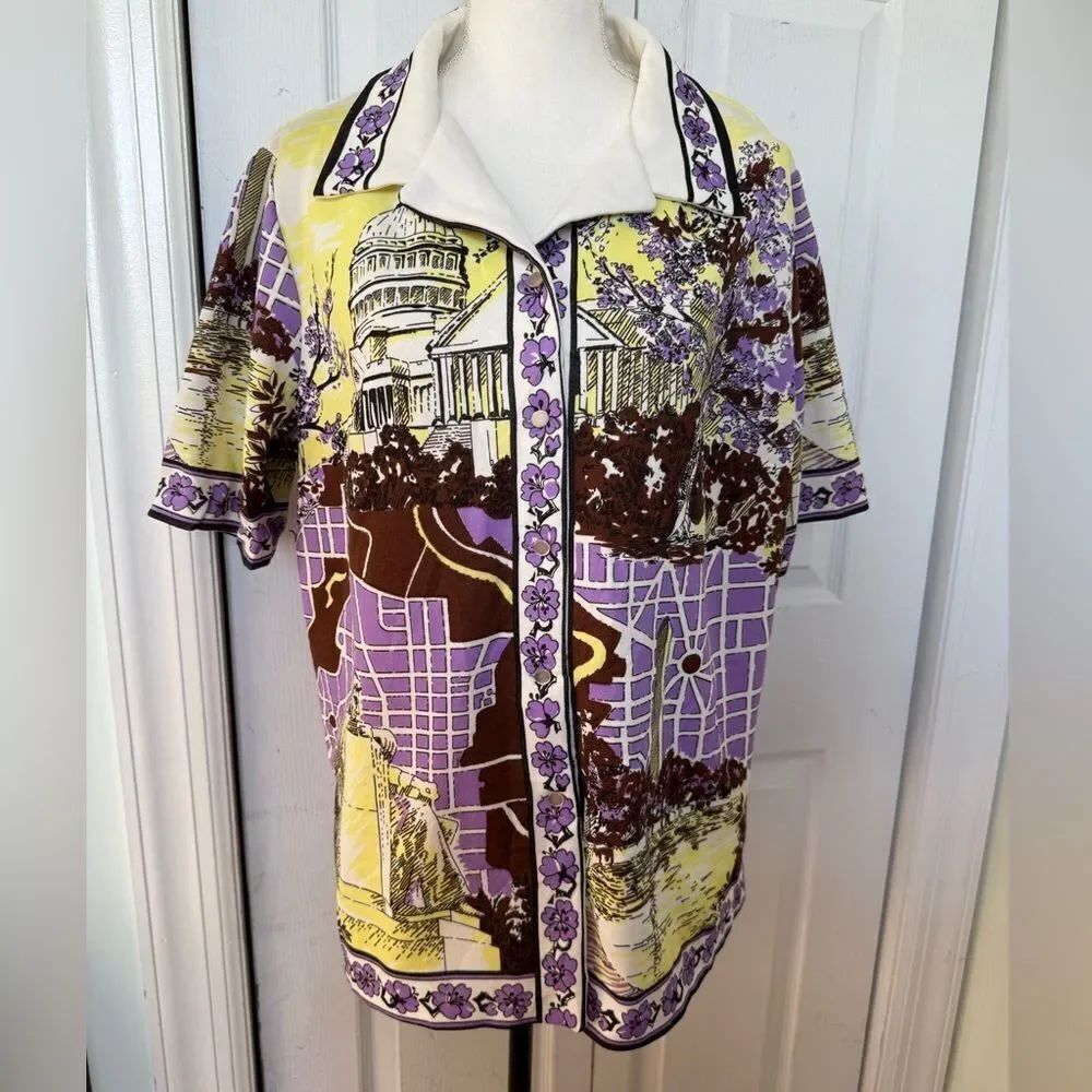 1970s Washington DC Monuments & Landmarks Patterned Shirt